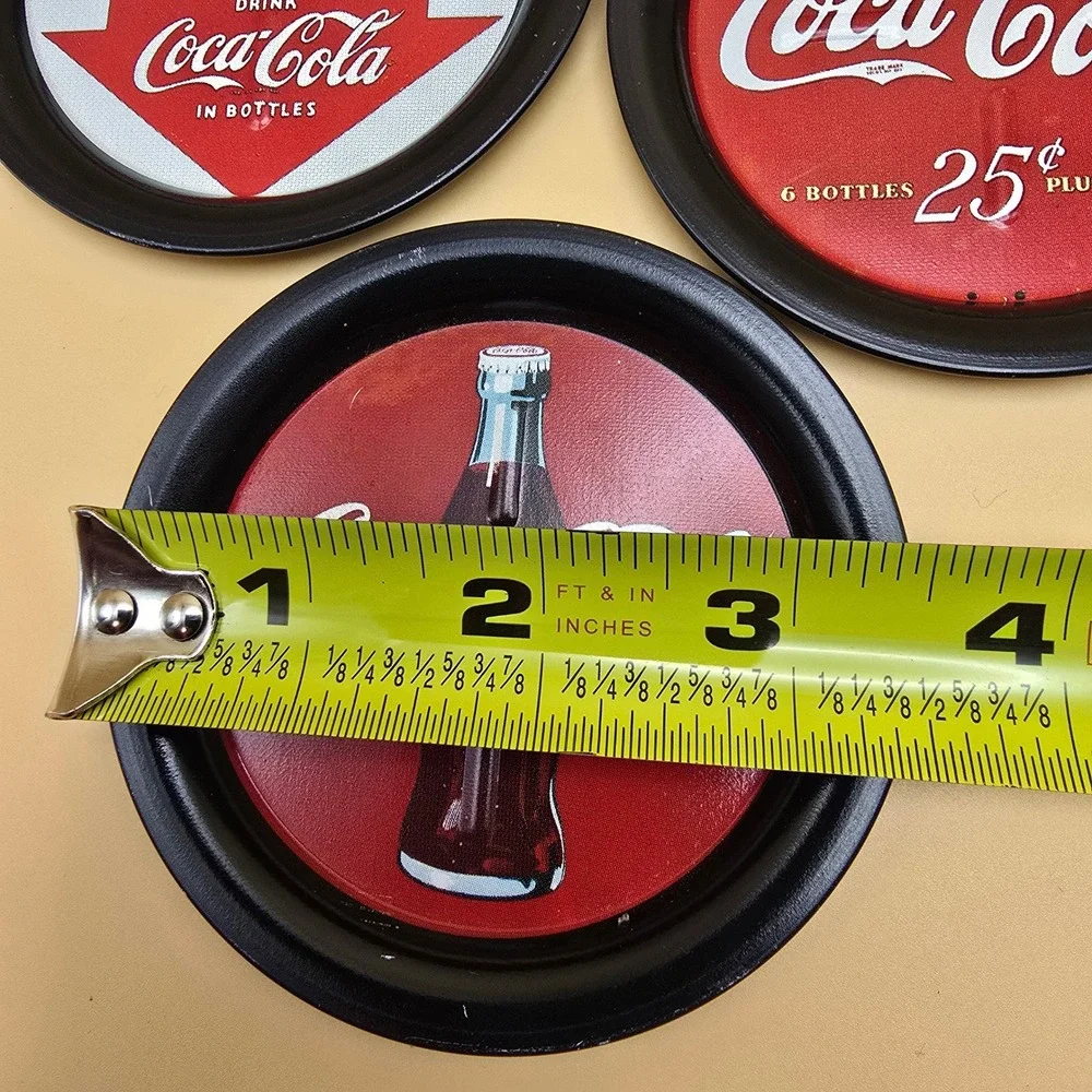 Vintage‎ 1994 Coca-Cola Mini Metal Trays Coasters Set of 3 Coke Advertising Art